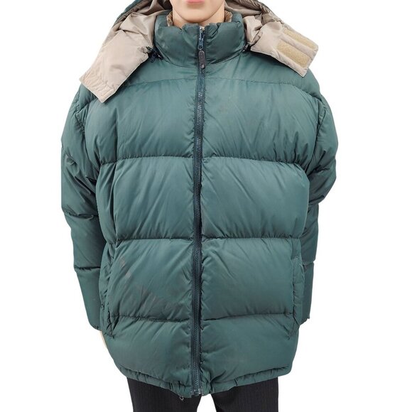 Cabelas XL Reg Reversible Premier Northern Goose Down Puffer Jacket Green & Beig - Picture 1 of 11